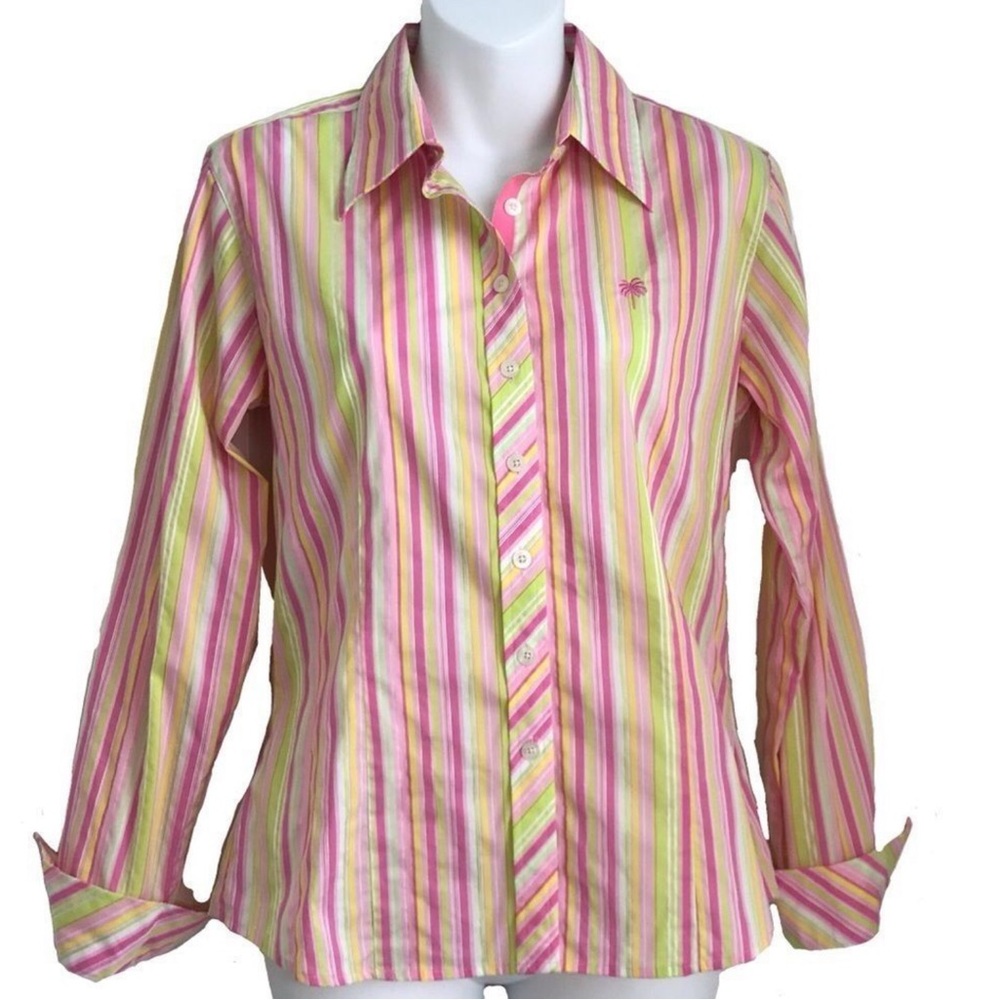 LILY PULITZER WHITE LABEL BLOUSE BEAUTIFUL LILY DETAILS LIKE NEW